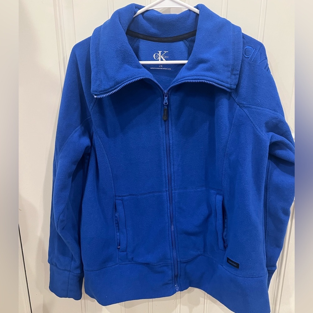 Calvin Klein Large Blue Fleece Women's Jacket - Picture 2 of 11